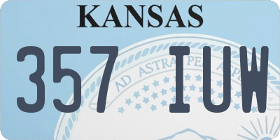 KS license plate 357IUW