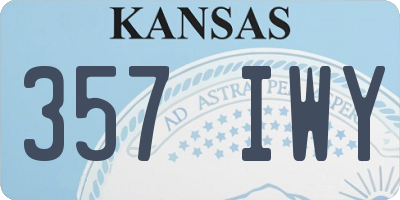 KS license plate 357IWY