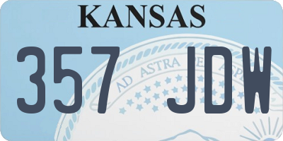 KS license plate 357JDW