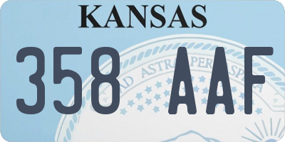 KS license plate 358AAF