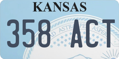 KS license plate 358ACT