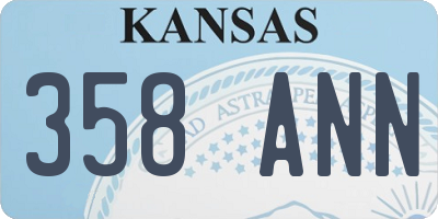KS license plate 358ANN