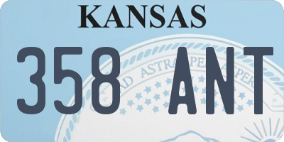 KS license plate 358ANT