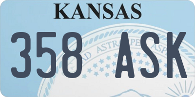 KS license plate 358ASK