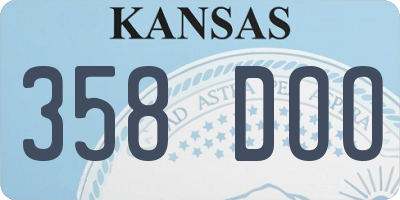 KS license plate 358DOO