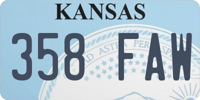 KS license plate 358FAW