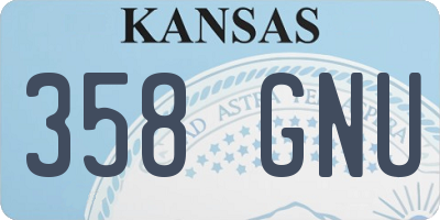 KS license plate 358GNU