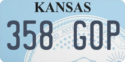 KS license plate 358GOP