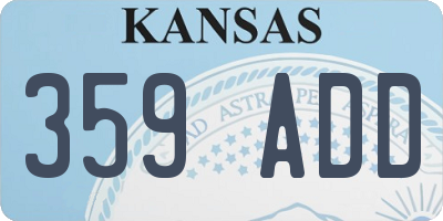 KS license plate 359ADD