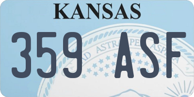 KS license plate 359ASF