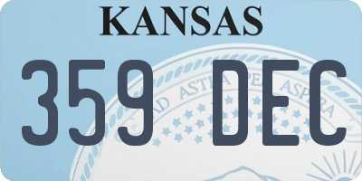 KS license plate 359DEC