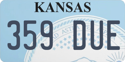 KS license plate 359DUE