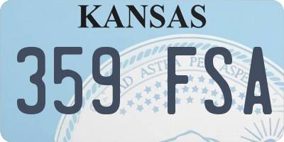 KS license plate 359FSA