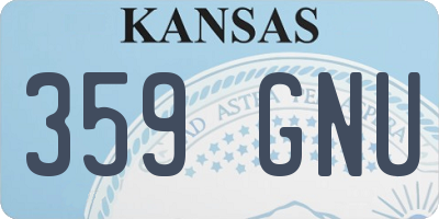 KS license plate 359GNU