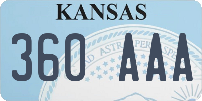 KS license plate 360AAA