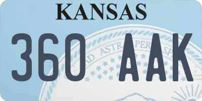 KS license plate 360AAK