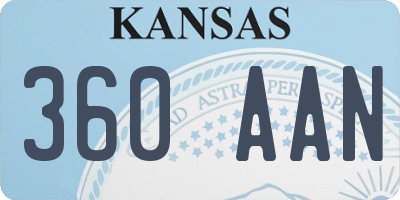 KS license plate 360AAN