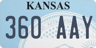 KS license plate 360AAY