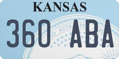 KS license plate 360ABA