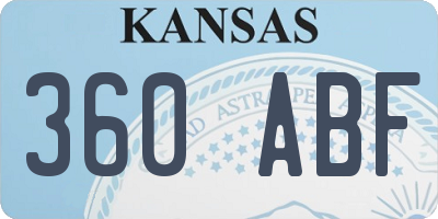 KS license plate 360ABF