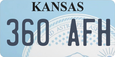 KS license plate 360AFH