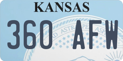 KS license plate 360AFW