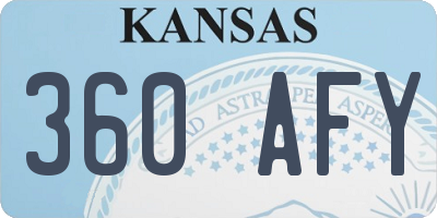 KS license plate 360AFY