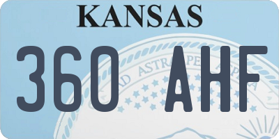 KS license plate 360AHF