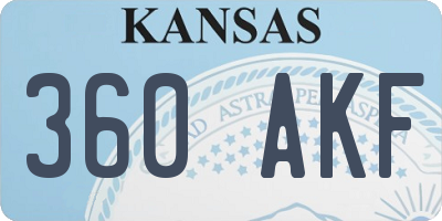 KS license plate 360AKF