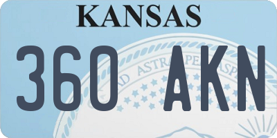 KS license plate 360AKN
