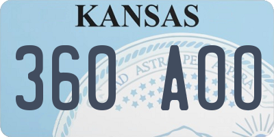 KS license plate 360AOO