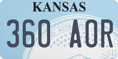 KS license plate 360AOR