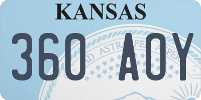 KS license plate 360AOY