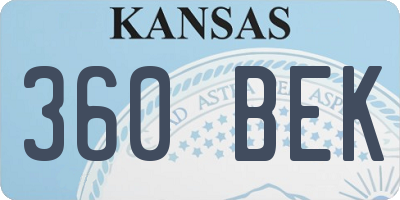 KS license plate 360BEK