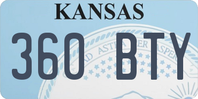 KS license plate 360BTY