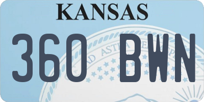 KS license plate 360BWN
