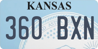 KS license plate 360BXN