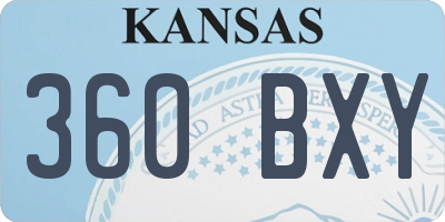 KS license plate 360BXY