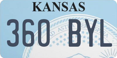 KS license plate 360BYL