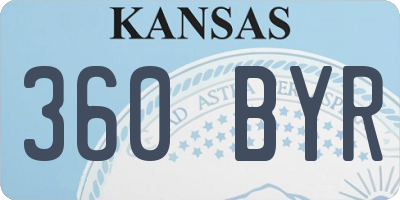 KS license plate 360BYR