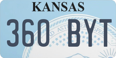 KS license plate 360BYT