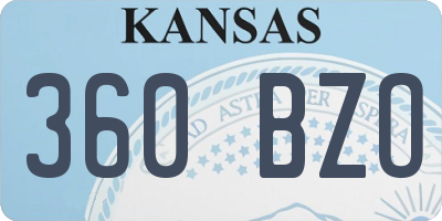 KS license plate 360BZO