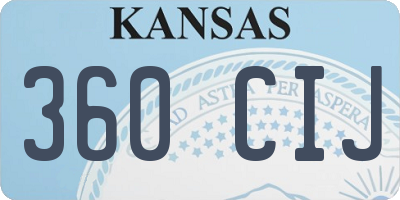 KS license plate 360CIJ