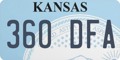 KS license plate 360DFA