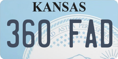 KS license plate 360FAD