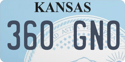 KS license plate 360GNO