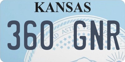 KS license plate 360GNR