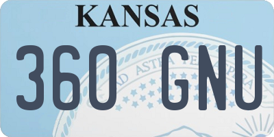 KS license plate 360GNU