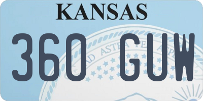 KS license plate 360GUW