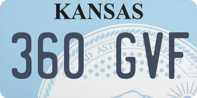 KS license plate 360GVF